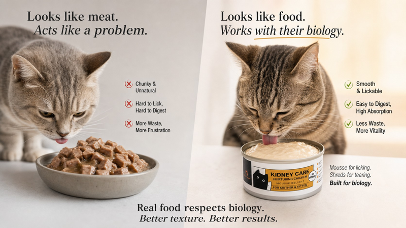The Chunky Cat Food Illusion: Why Giant Meow Only Makes Mousse and Shreds